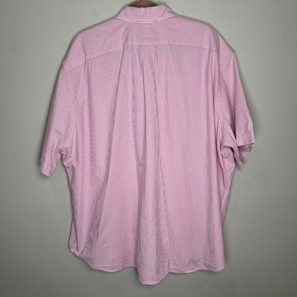 Polo Ralph Lauren RL Untucked Fit Seersucker Pink Stripe Short Sleeve Shirt 3XB - Picture 3 of 6